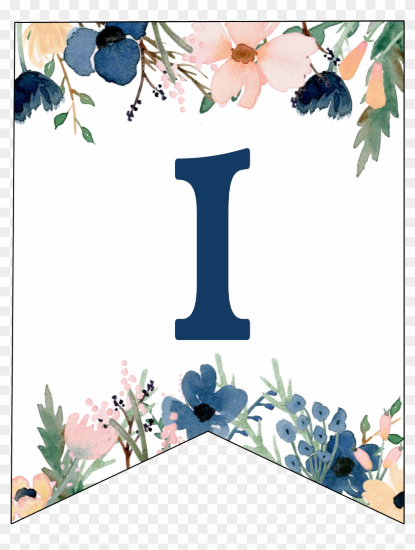 Blue & Pink Flower Banner Letter A Clipart #3825580