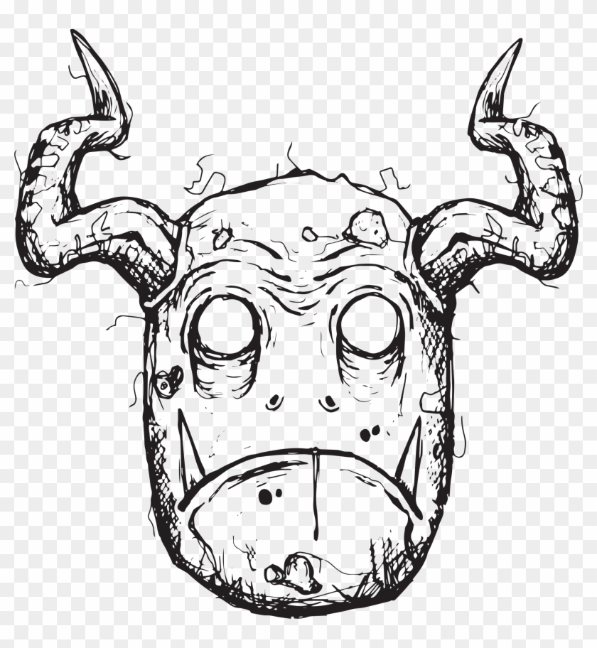 Monster-head - Monster Head Drawing Clipart #3825868