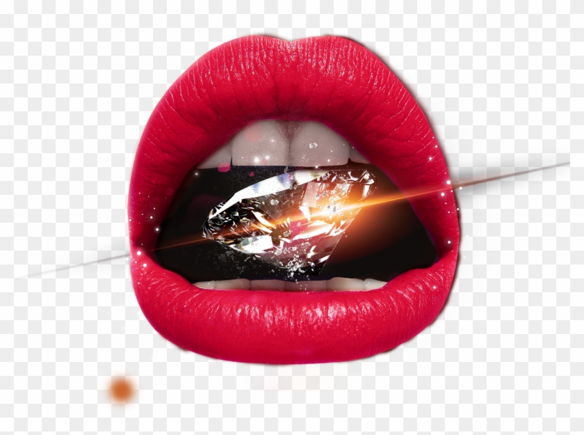 Diamond Mouth Lips Transprent Png Free Download - Sexy Lips With Diamond Clipart #3826280