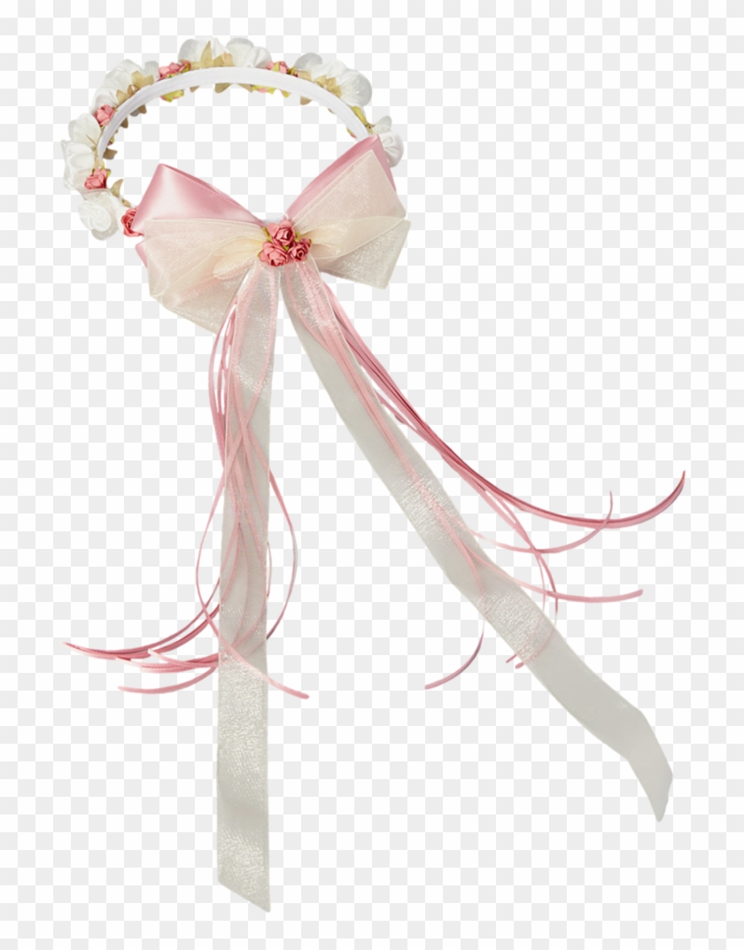 Dusty Rose Silk & Satin Floral Crown Wreath Girls - Satin Ribbon Transparent Png Clipart #3829443