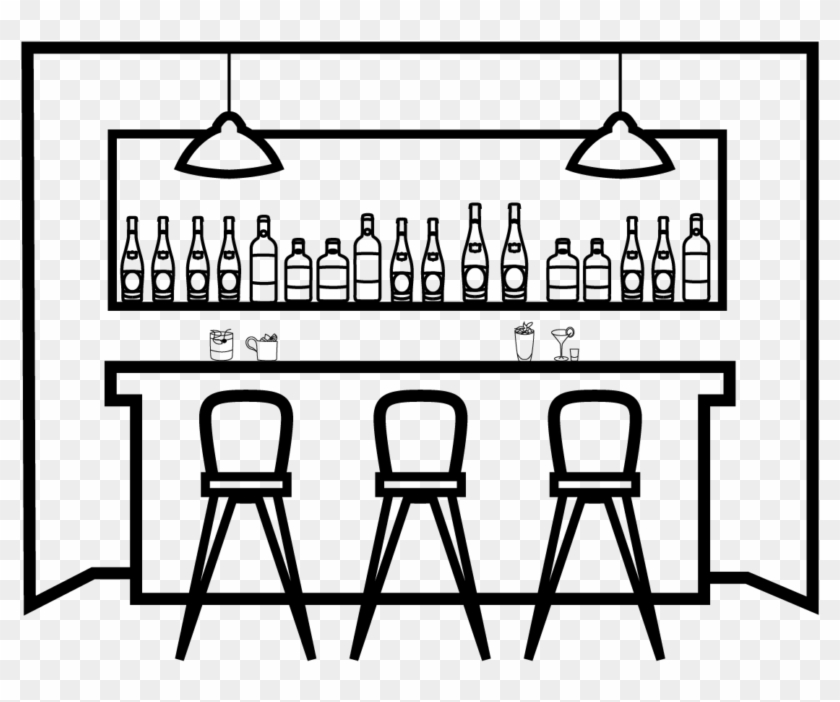 Cocktail Bar - Line Art Clipart