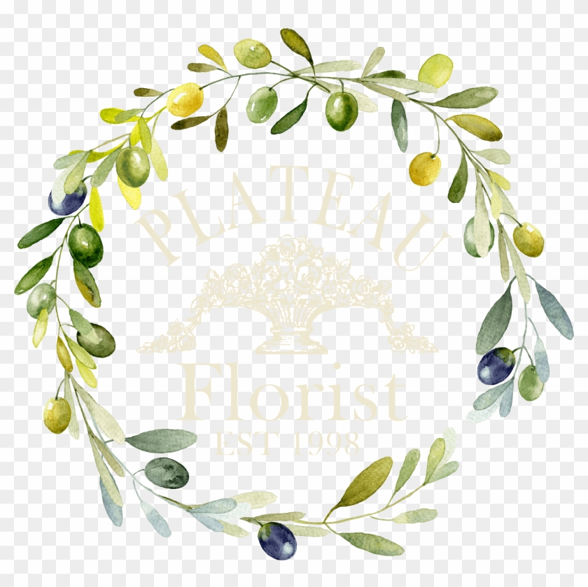 Plateau Florist - Food Sage Wreath Watercolor Clipart #3830652