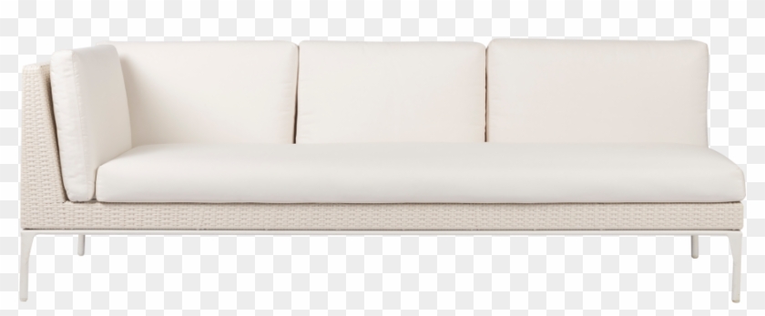 White Rattan 3 Seater Lounge Right Arm - Studio Couch Clipart