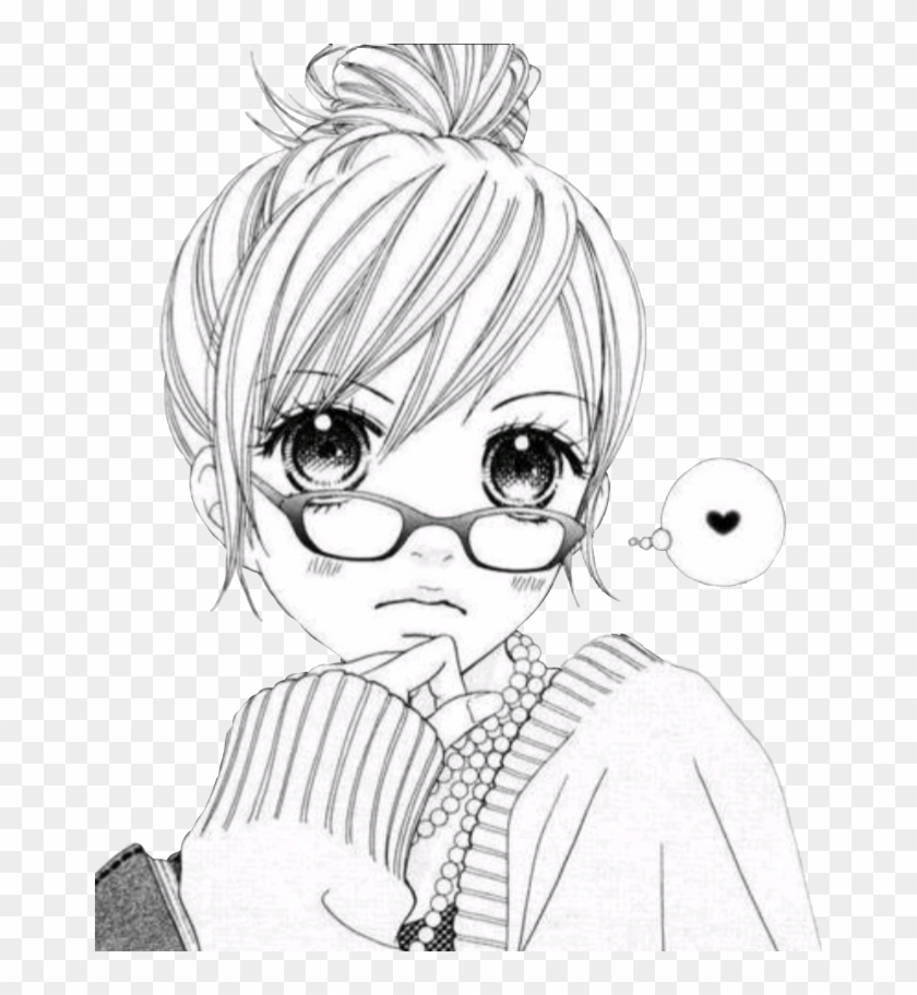 #lentes #chicas♡ #tumblr #inteligente #estilotumblr - Old Manga Girl Clipart