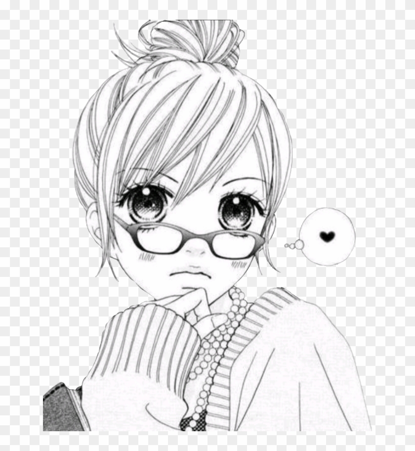 #lentes #chicas♡ #tumblr #inteligente #estilotumblr - Old Manga Girl Clipart #3832293