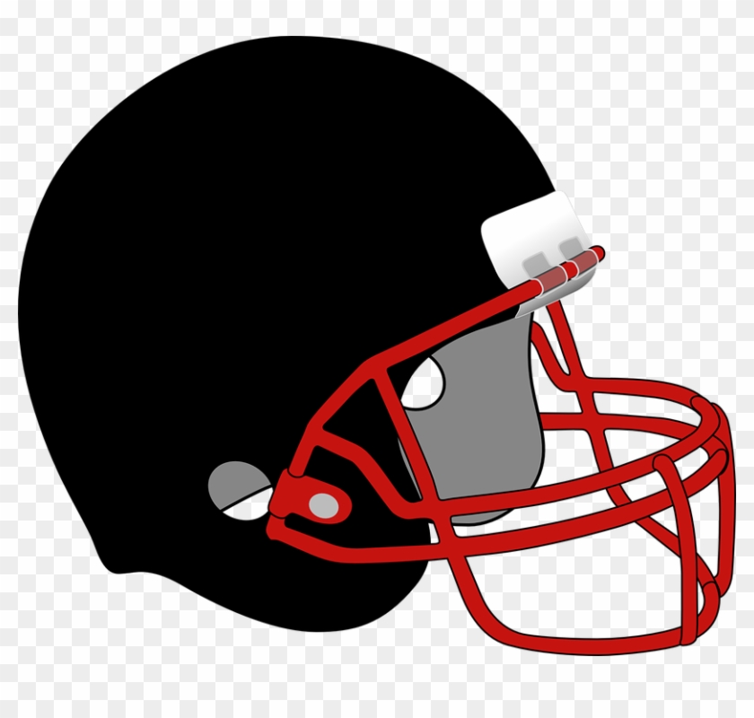 Football Baseball Helmet Protection Sport Black - Black Football Helmet With Red Face Mask Clipart #3832296