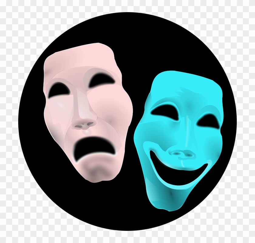 Comedy Face Theater Tragedy Masks Red Blue Sad - Ancient Greece Drama Masks Clipart