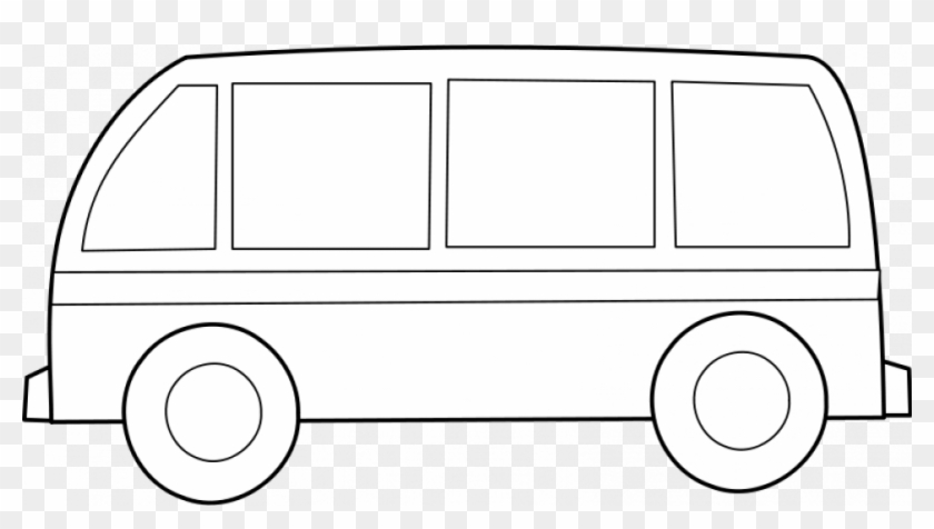 Bus Outline Vector - Gambar Van Kartun Hitam Putih Clipart #3835690