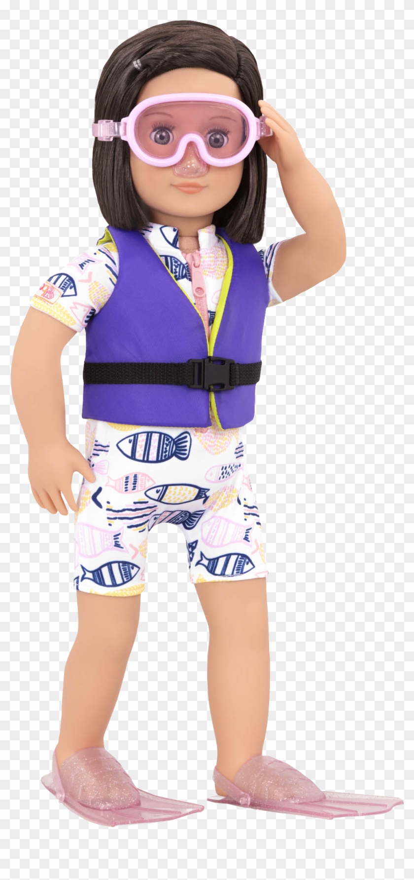 Everly Wearing Mask, Swimsuit, And Life Vest - Girl Clipart #3836356