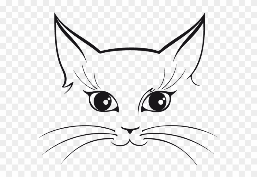 Resultado De Imagen Para Caras Gato Imprimir - Cat Face Clipart Black And White - Png Download