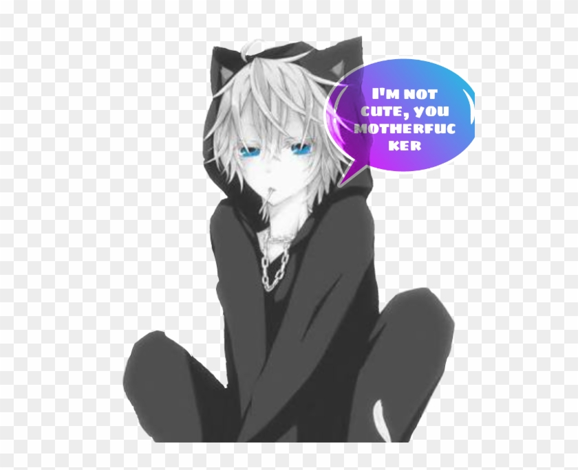 Grumpy Sticker - Kawaii Boy Anime Cat Clipart #3837195