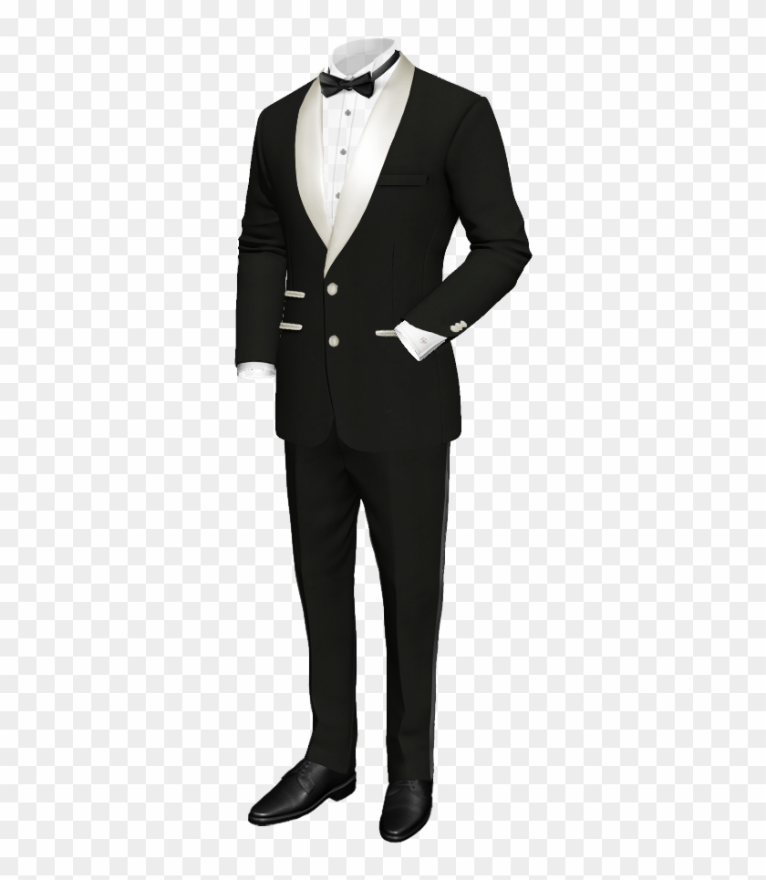 Custom Tux, Balogna Black With White Shawl Trim, 3 - Veste Costume Col Mao Clipart