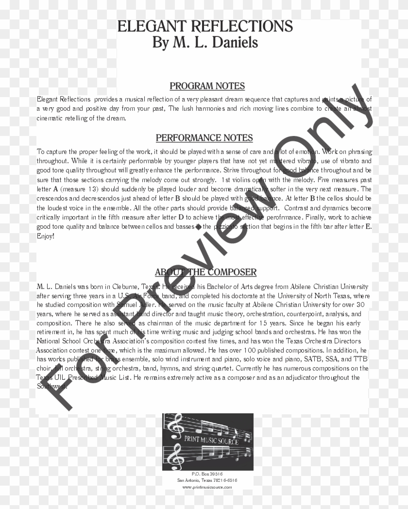 Click To Expand Elegant Reflections Thumbnail - Festive Fanfare Sheet Music Clipart