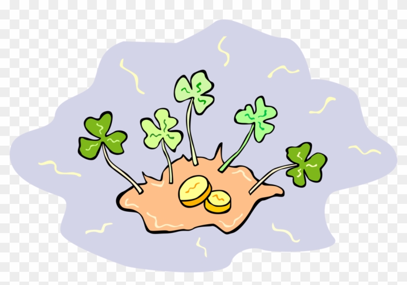 Vector Illustration Of St Patrick's Day Four-leaf Clover Clipart #3839059