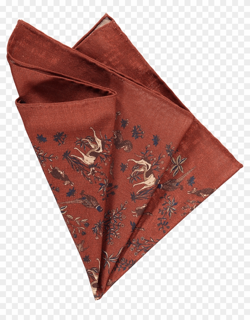 Pocket Square Rust Fauna Design - Suede Clipart