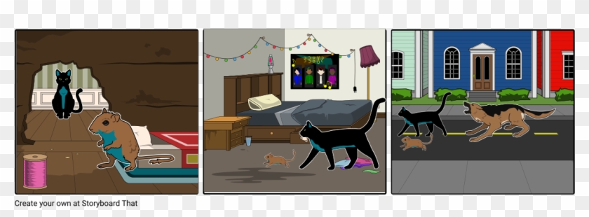 The Gerbil And The Cat - Cartoon Clipart