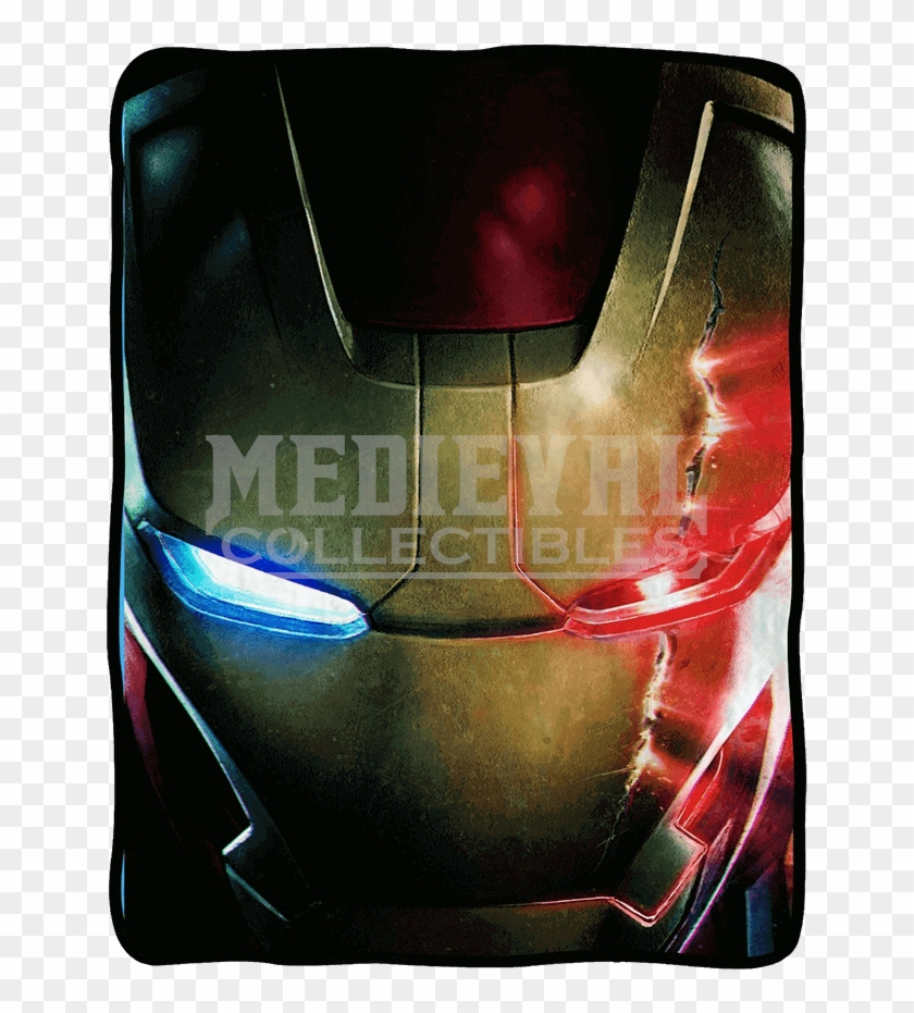 Avengers 2 Iron Man Face Fleece Blanket - Ultron Y Iron Man Clipart #3842617