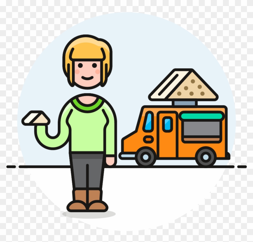 36 Sandwich Food Truck Female Caucasian - Cartoon Clipart #3843890