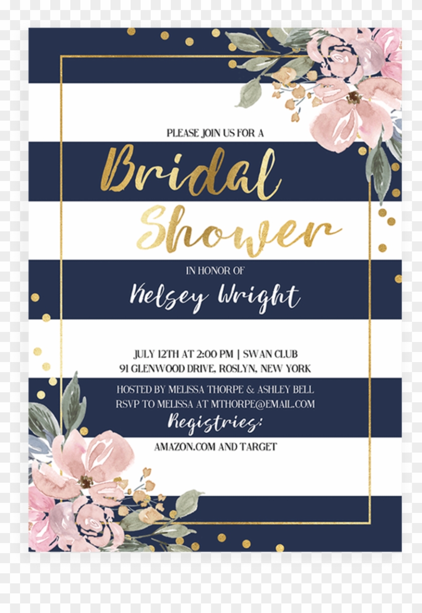 Gold And Navy Baby Shower Invitation Clipart #3844582