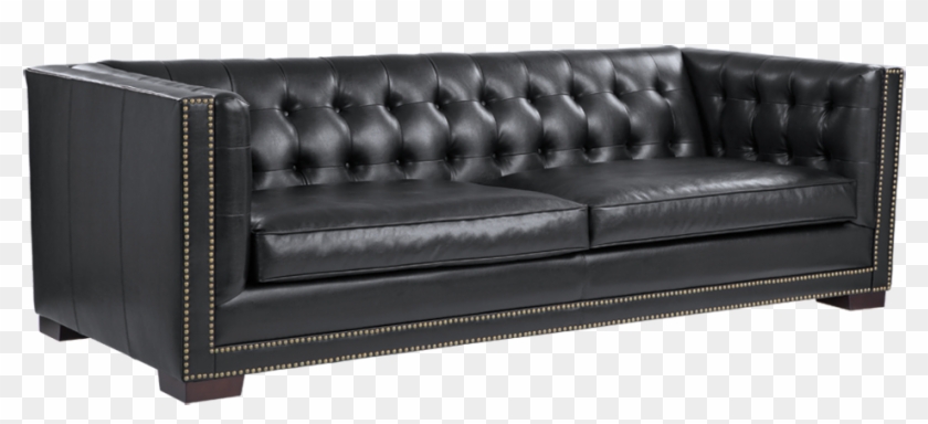 Voltaire Sofa - Black Leather - Couch Clipart #3845634