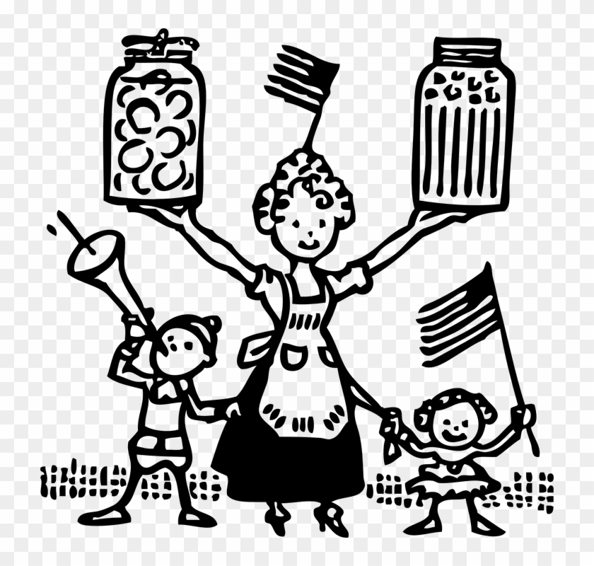 Mother, Children, Food, Canning, Cooking - Mom Image Clipart Black And White - Png Download #3847971
