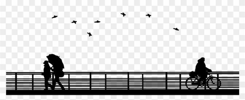 Bridge People The Silhouette Spacer Umbrella Bike - Bridge Silhouette Png Clipart
