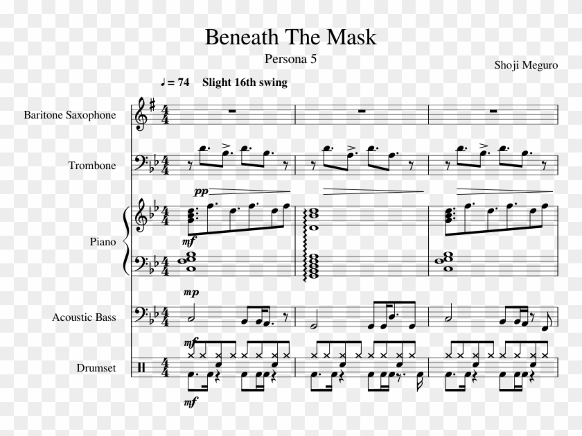 Beneath The Mask - Sheet Music Clipart #3849460