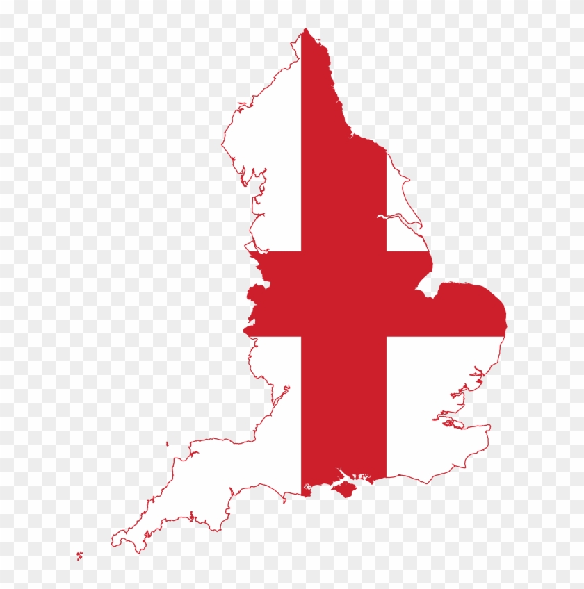 Flag Map Of England - Map Of England With Flag Clipart #3850207