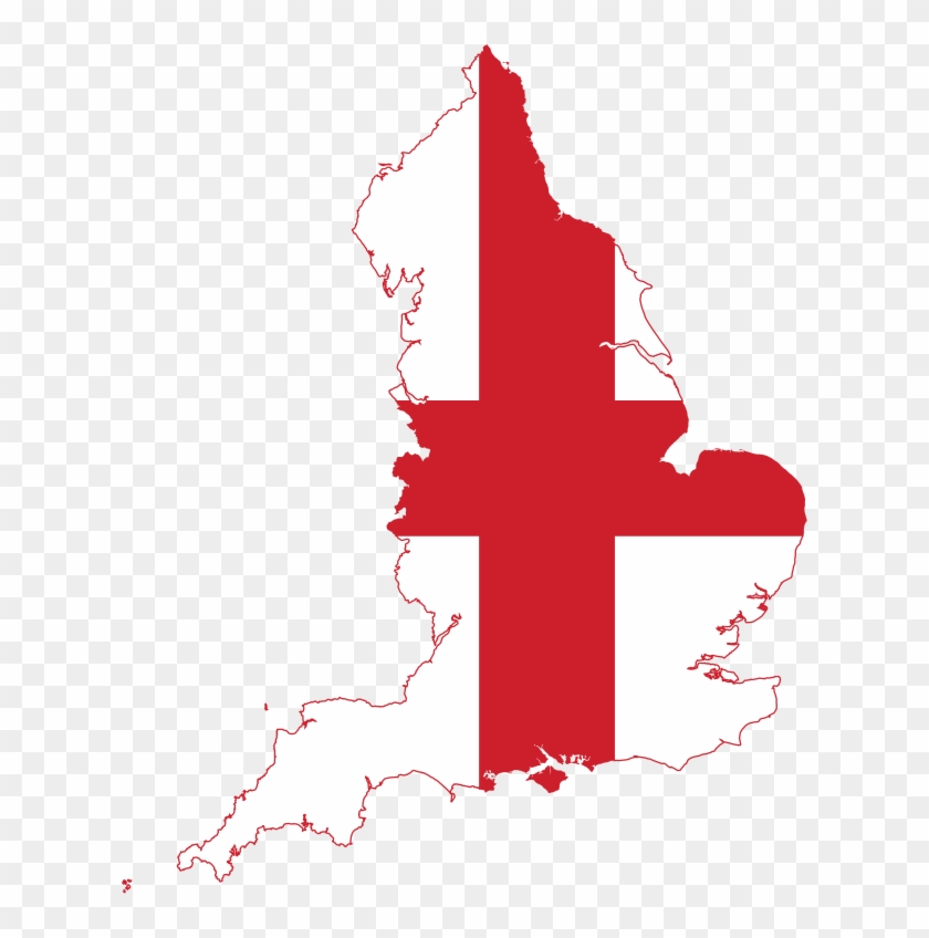 Flag Map Of England - Map Of England With Flag Clipart