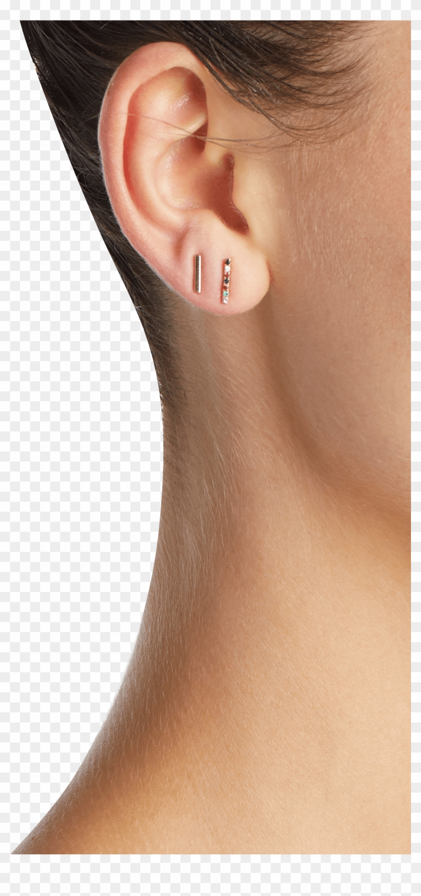 Rainbow Diamond Bar Stud Earrings Ef Collection - Earrings Clipart #3850308