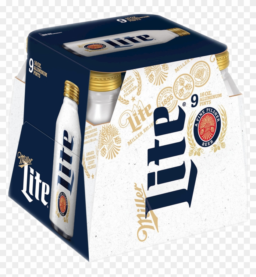 Miller Lite 16oz Alum 9pk 16oz Beer - Miller Lite 9 Pack Aluminum Clipart #3851246