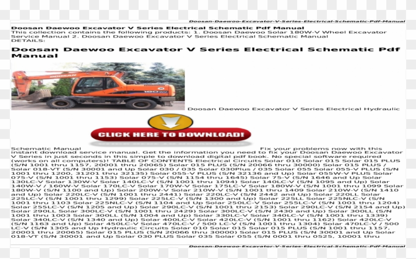 Daewoo Doosan Solar 035 Mini Excavator Service Parts - Pickup Truck Clipart