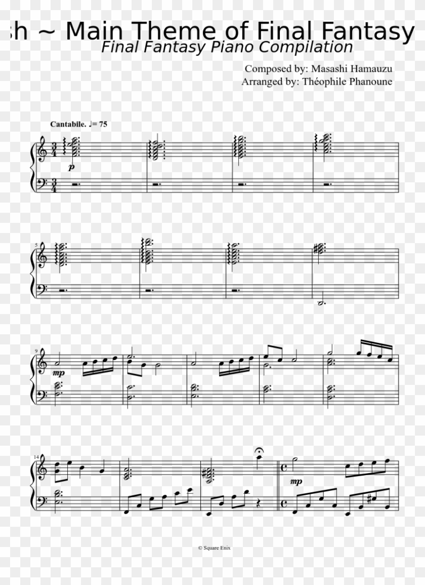 A Wish ~ Main Theme Of Final Fantasy Xiii-2 - Sheet Music Clipart #3857916