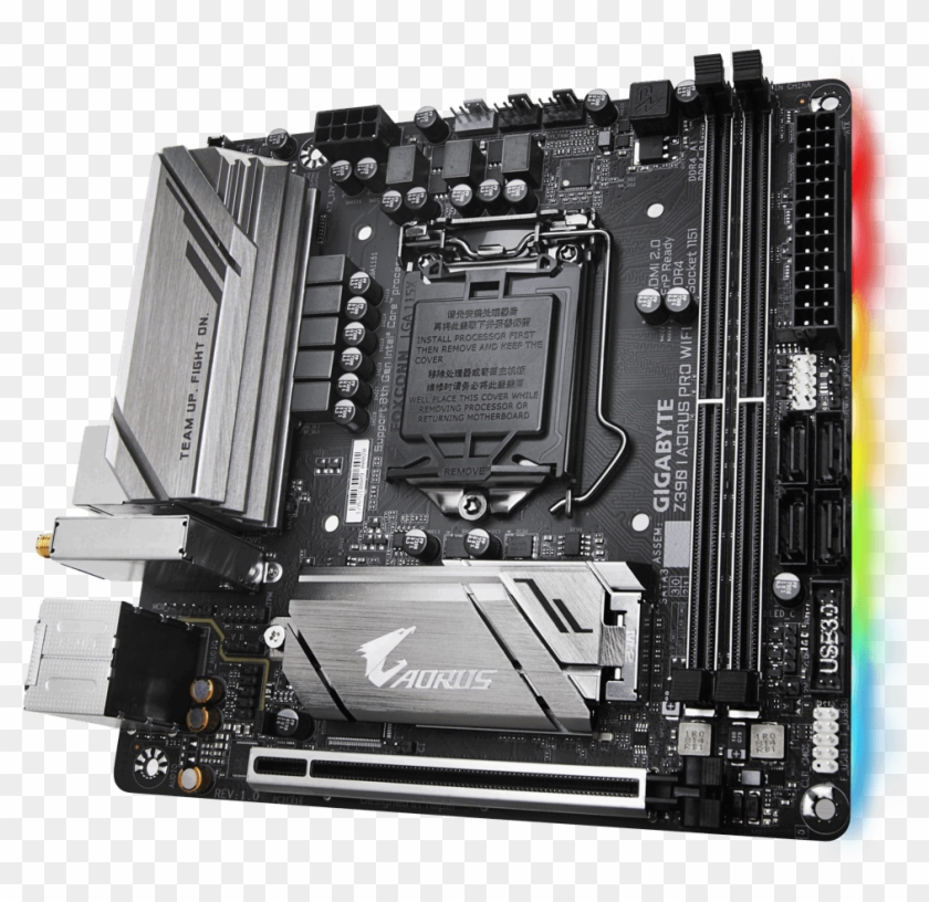 The Mini Itx Sized I Aorus Pro Wifi Has A Single Full - Gigabyte Z390 I Aorus Pro Wifi Clipart