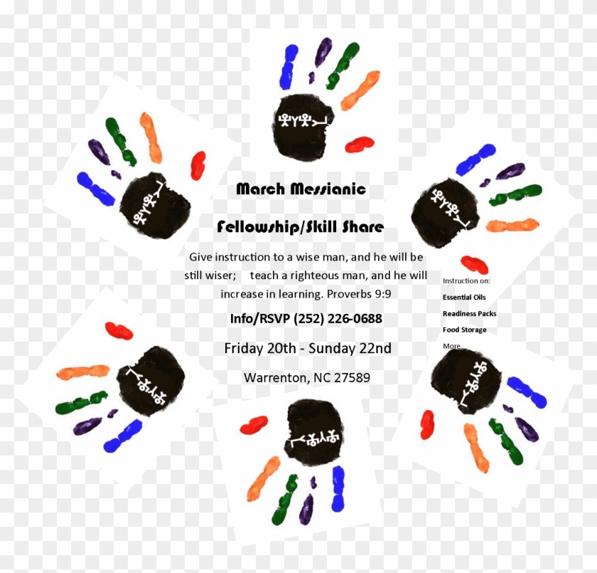 Fellowship And Skill Share Weekend Event March 20th-22nd - Hand Print Clip Art - Png Download