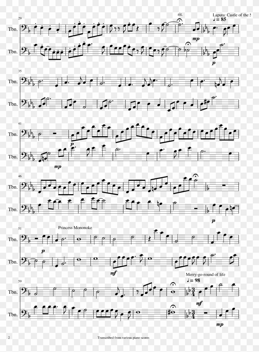 Studio Ghibli Medley Sheet Music Composed By Andrea - Meme Music For Trombone Clipart #3860354