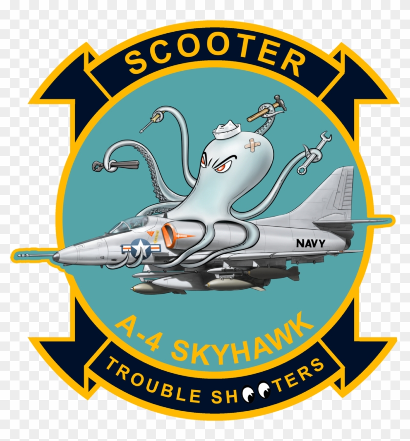 Us Navy A-4 Skyhawk "scooter Trouble Shooter" Sticker - Fighter Aircraft Clipart