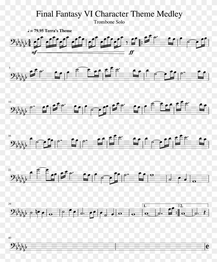 Final Fantasy Vi Character Theme Medley - Final Fantasy Terra's Theme Sheet Music Clipart