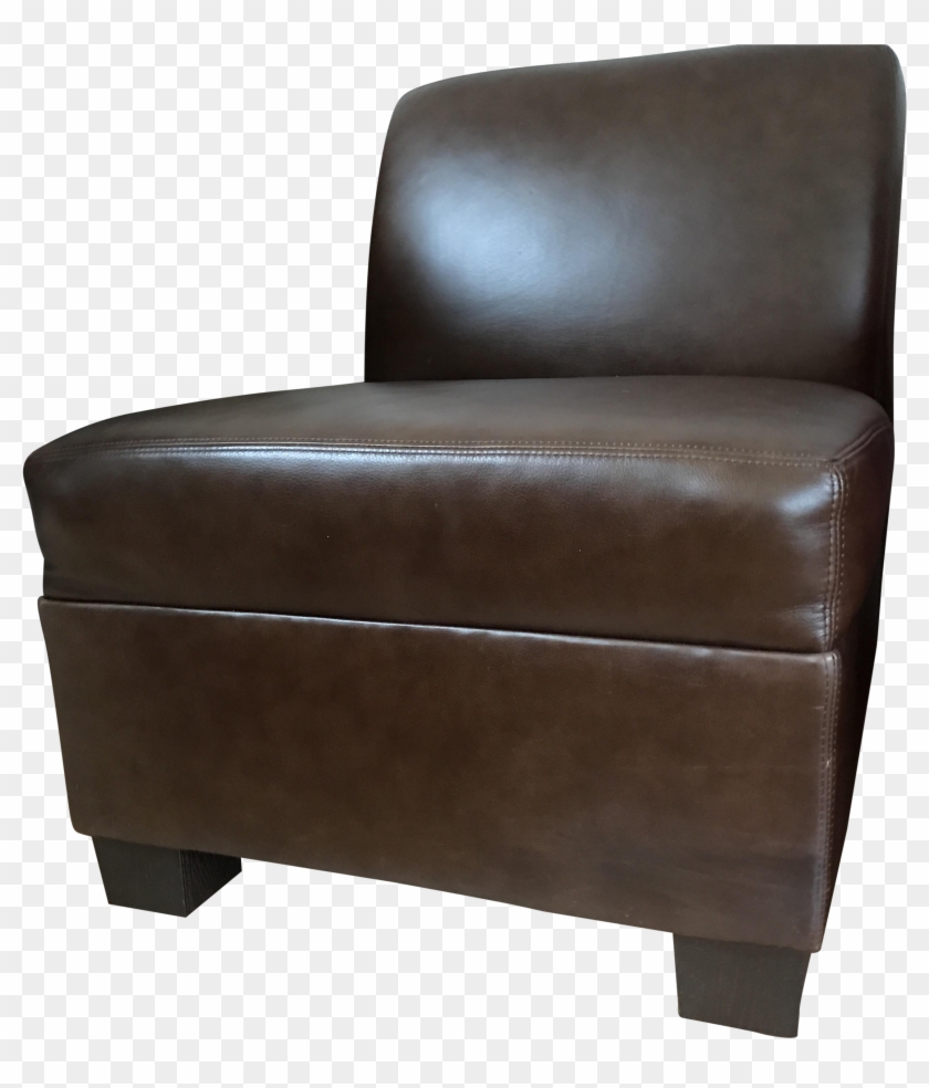 Pottery Barn Trevor Armless Leather Chair Chairish - Club Chair Clipart