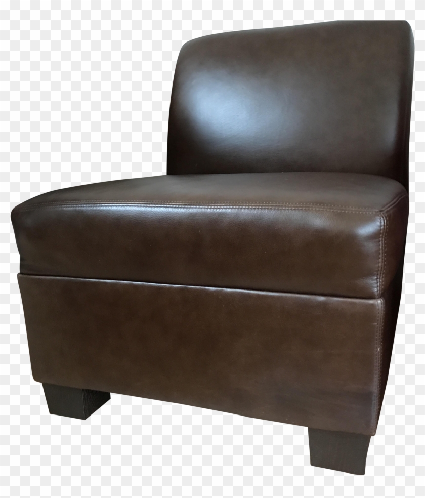Pottery Barn Trevor Armless Leather Chair Chairish - Club Chair Clipart #3866436