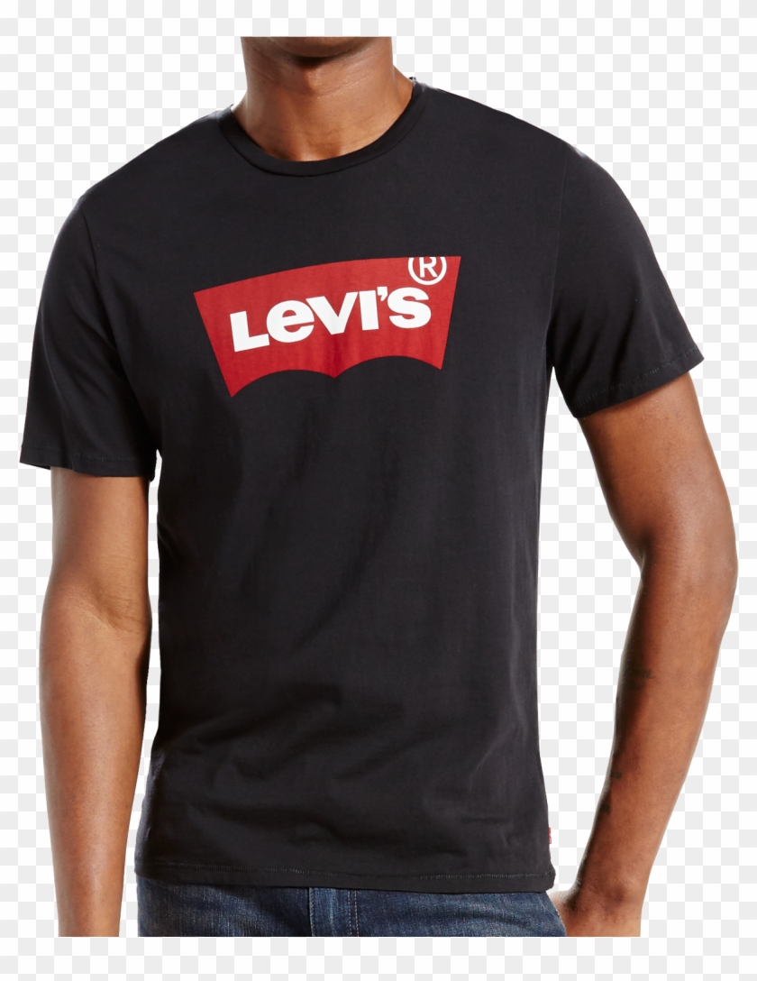 Levis Shirt Schwarz S/s Batwing Frontansicht - Levi's Shirt Png Clipart