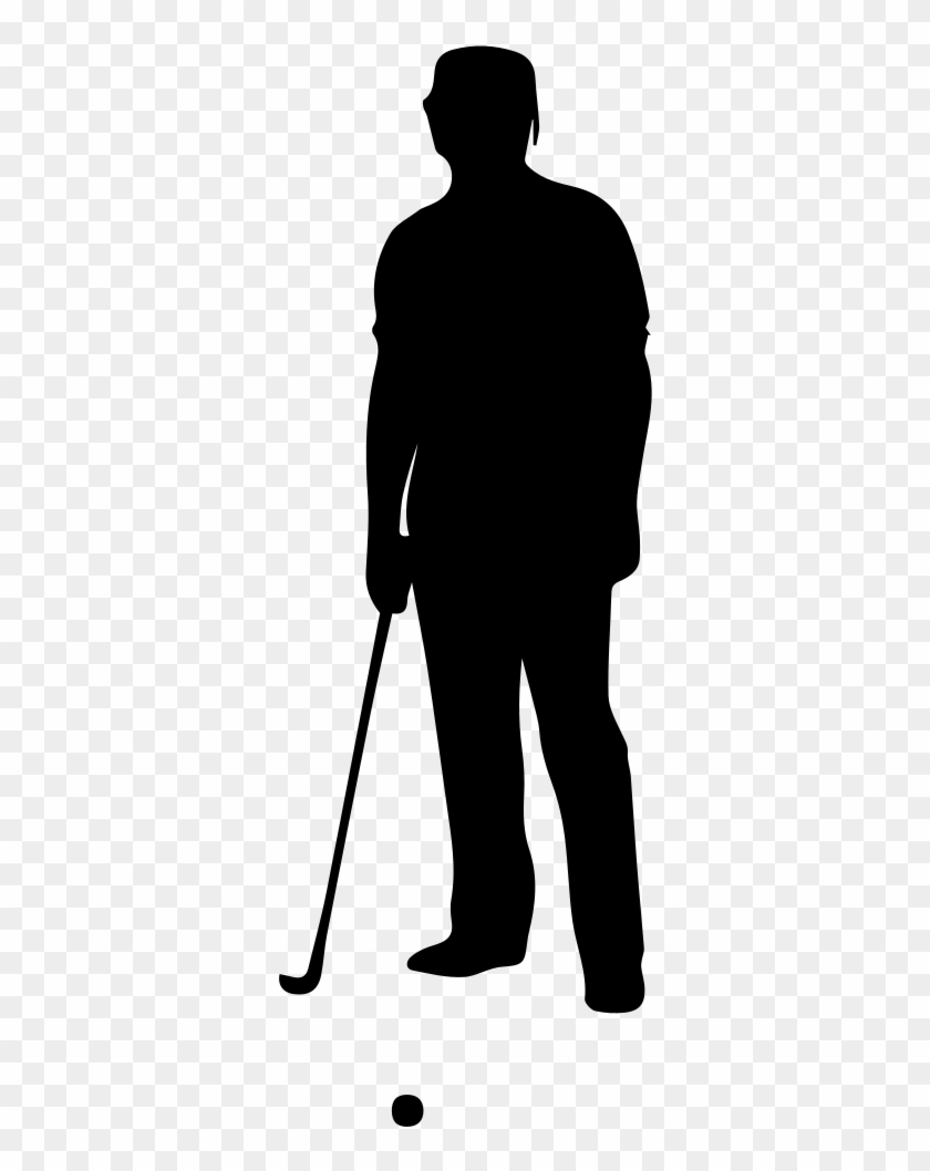 Golfing Clipart Golf Equipment - Golfer Standing Silhouette - Png Download #3869442