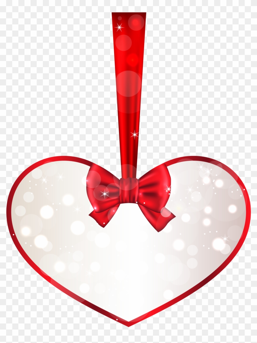 Red And White Heart Decor Png Clipart - Png Heart Decoration Transparent Png #3870051