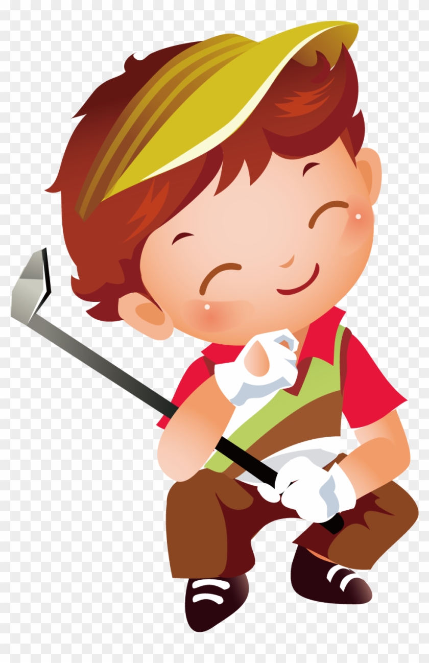 Golf Icon Playing Transprent Png Free Download Ⓒ - Boy And Girl Golf Cartoon Clipart #3870104