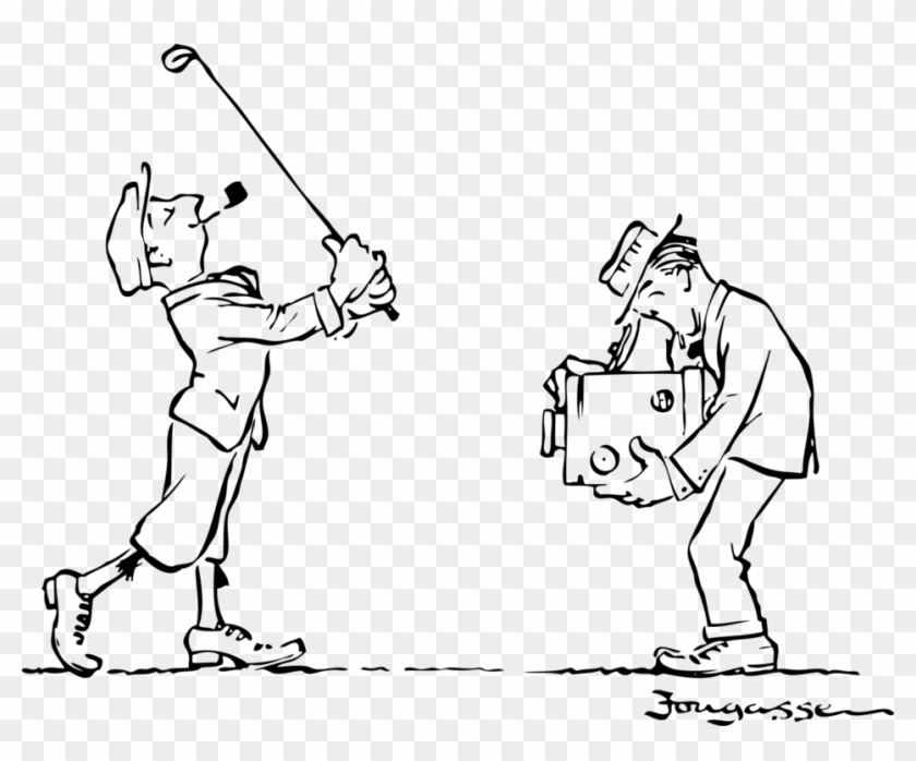 Golfer Clipart Golf Ball Club - Black And White Golf Set Cartoon - Png Download