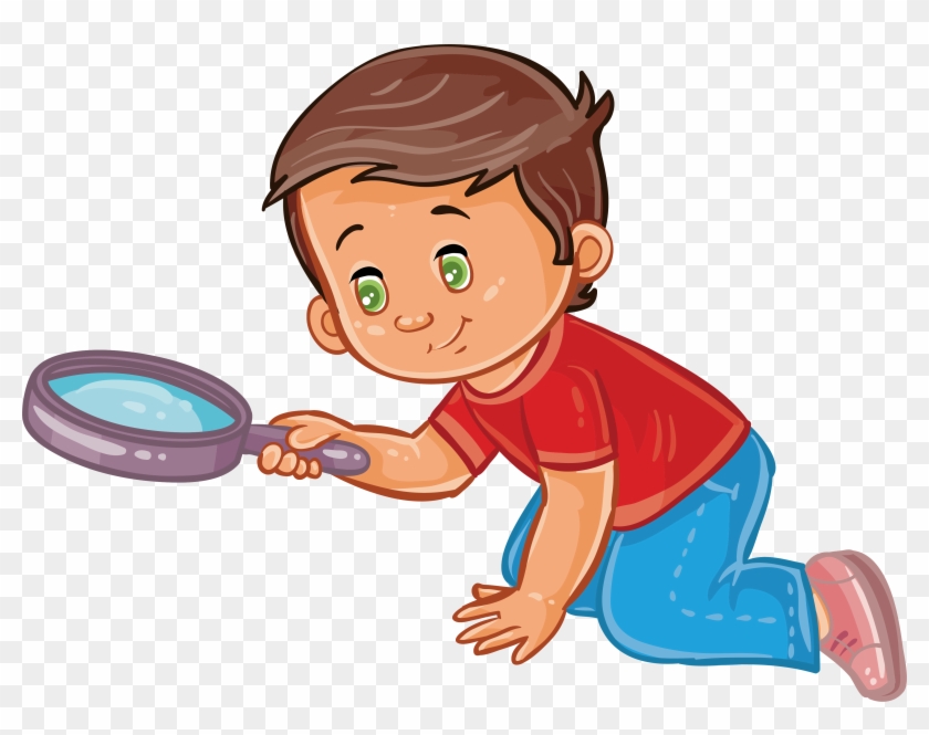 Boy Magnifying Glass Clip Art A With Ⓒ - Boy With Magnifying Glass - Png Download