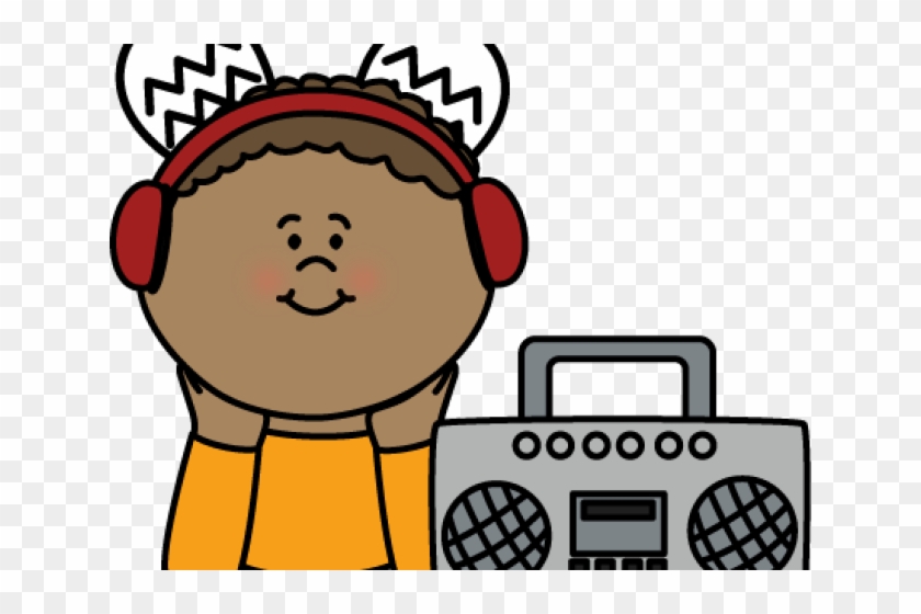 Headphones Clipart Listening Center - Girl Listening To Music Clipart - Png Download