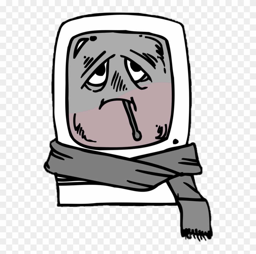 Computer With A Virus Wearing A Scarf - ویروس کامپیوتر Clipart