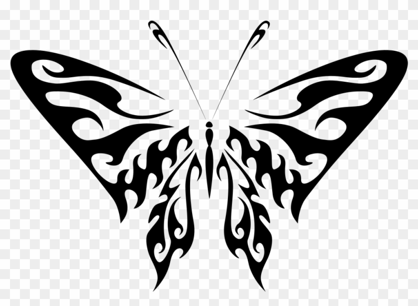 Butterfly Line Art - Black Butterfly Clip Art - Png Download #3871382