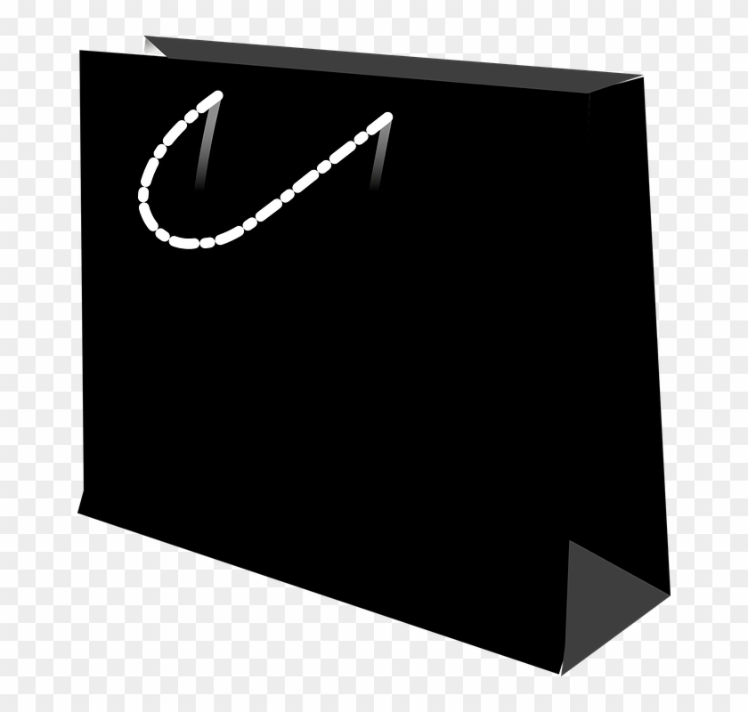 Bag Black Paper Shopping Shop Tote - Bolsa De Papel Negra Clipart